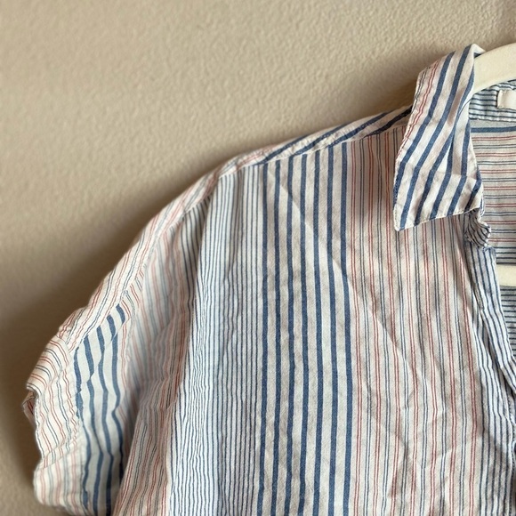 MADEWELL Short-Sleeve Tie-Front Shirt in Rawley Stripe Small A46 - Picture 6 of 10
